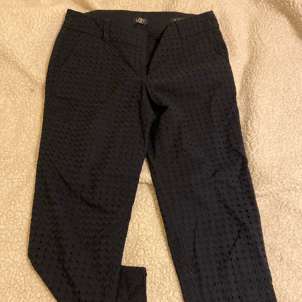 Ann Taylor LOFT textured navy dress pants